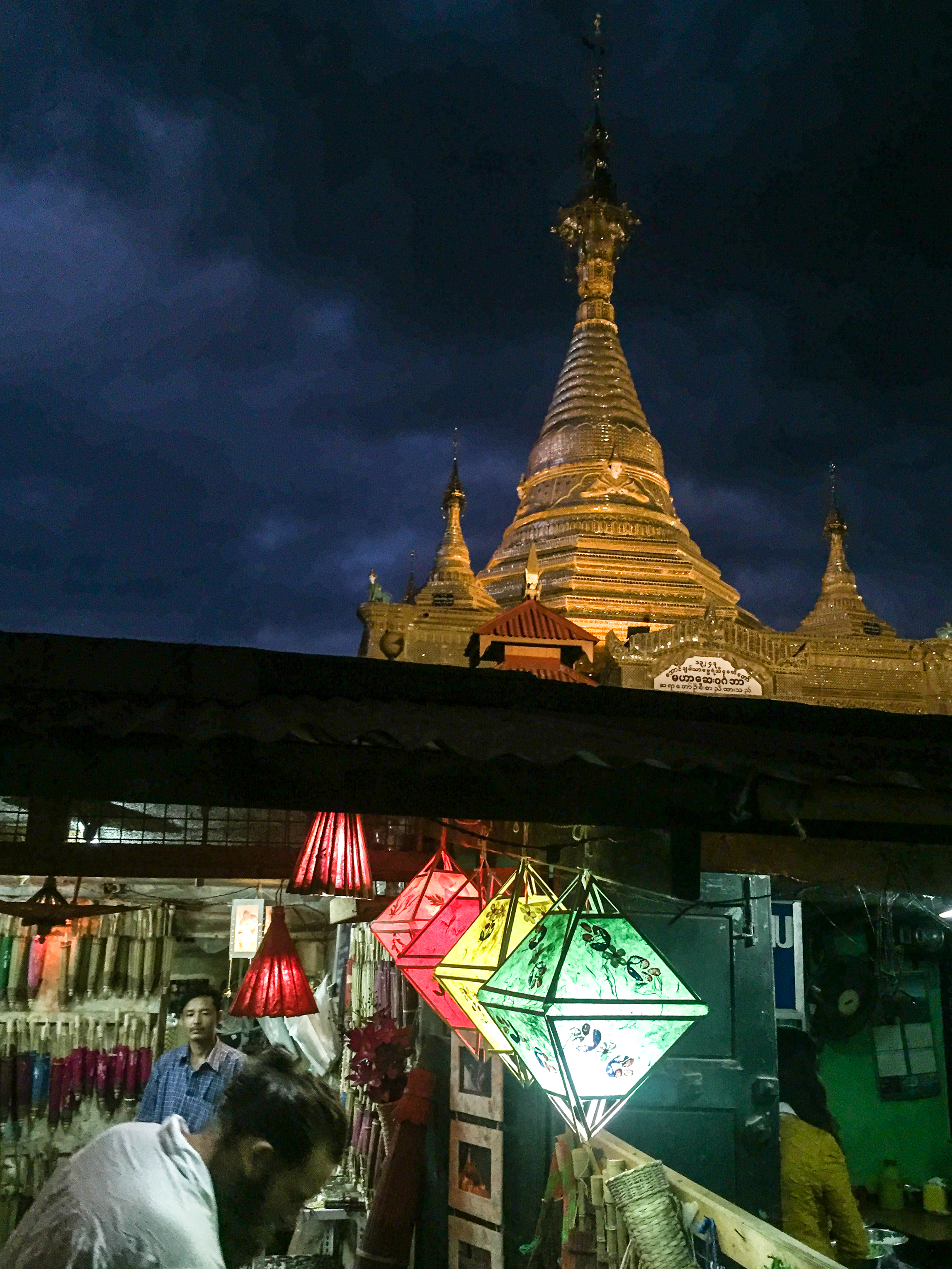 Working on the edge of the pagoda.