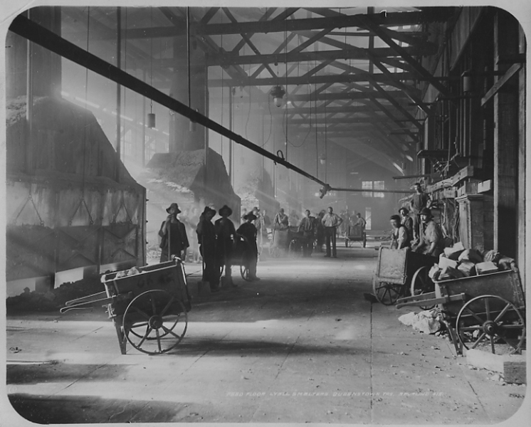 'Feed floor' of Mt Lyell smelters (photo courtesy National Library of Australia)