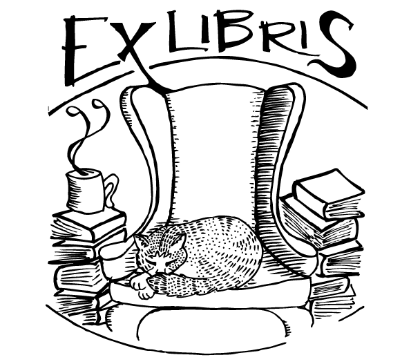 Part of a bookplate that I'm designing for my dad. Copyright C. Mayo, Lint Press, 2014.