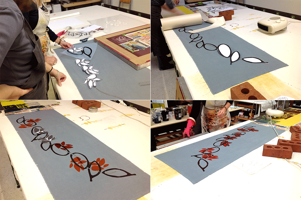 Susan planning, and then gradually printing, the many layers of her image.