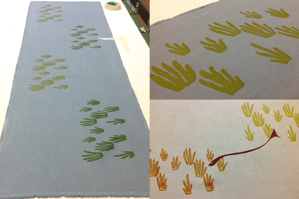 One of my seaweed designs. I printed this one on cotton drill dyed "the colour of a Scottish sky" (i.e. grey).