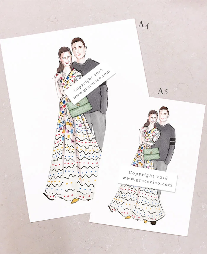 Fashion Artist Singapore Custom Illustration by Grace Ciao Illustrator Commissioned Portrait