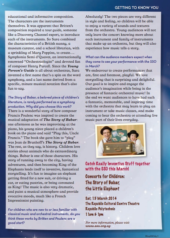 Singapore Symphony Orchestra (2014) THE STOR OF BABAR YOUNG PERSON'S GUIDE TO ORCH.