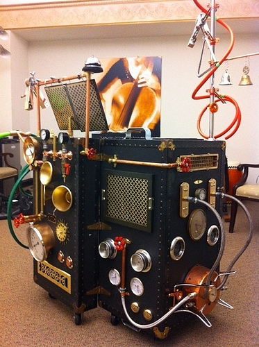 St. Louis Symphony Orchestra (2011) Mozart's THE TOY SYMPHONY The portable sound laboratory (a steampunk, Jules Verne-inspired, neo-Victorian prop) designed and built by Sara Valentine.