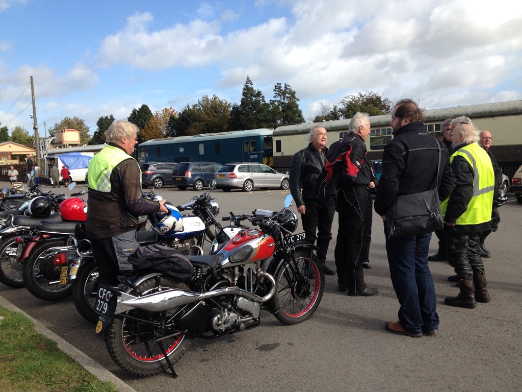 Our bikes looking the part alongside the historic trains at Toddington.