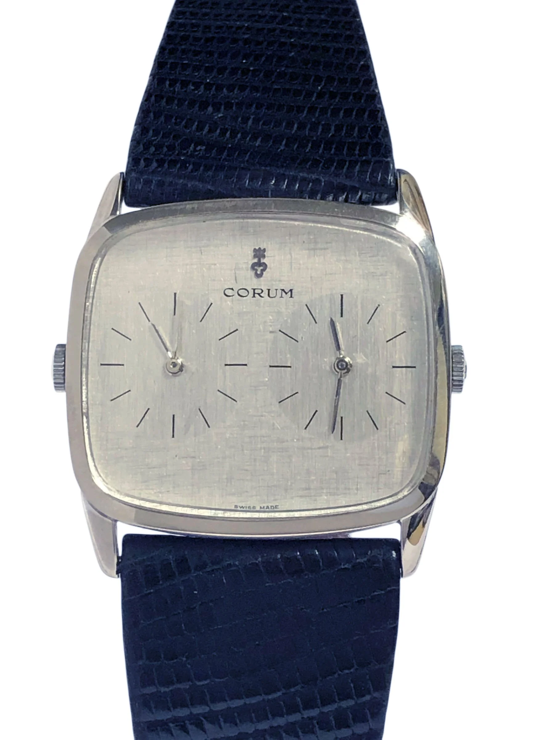 Vintage Corum White Gold Duel Time Zone Mechanical Wrist Watch