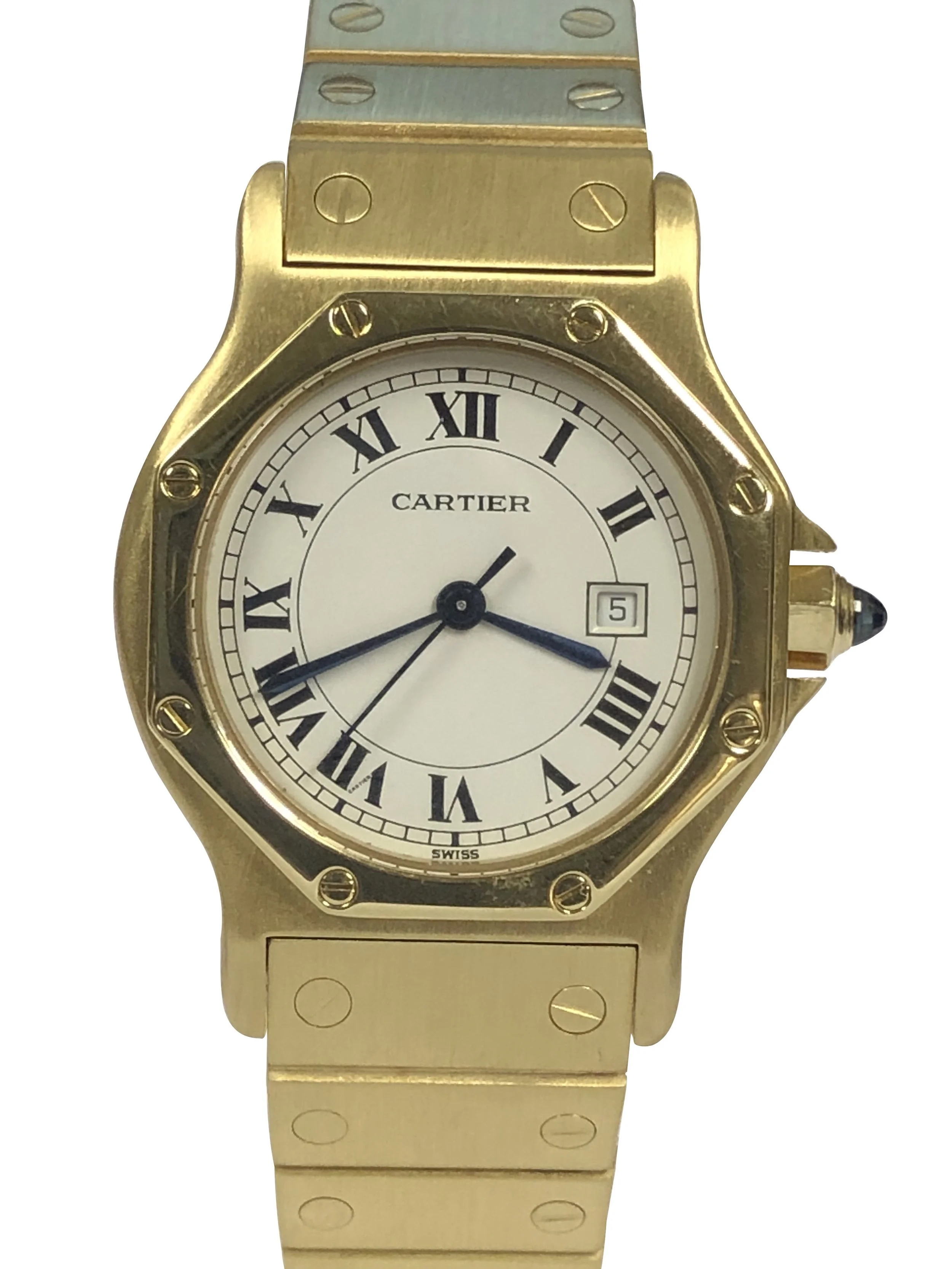 Cartier Santos Yellow Gold Octagon Midsize Automatic Wrist Watch