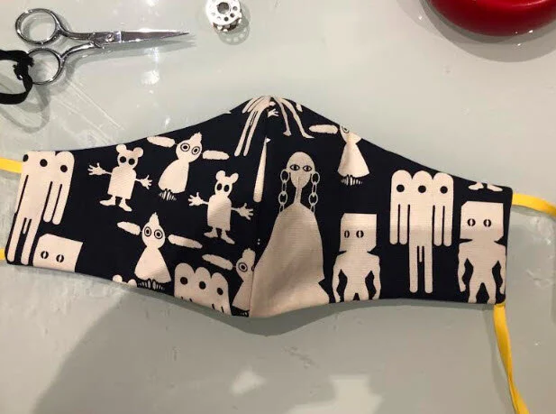 Cotton face mask made with Walter Van Beirendonck artist lined with antimicrobial fabric