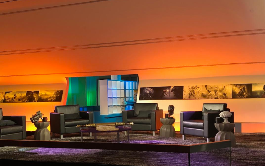 The set once decorated - it was a cafeteria location because of covid 