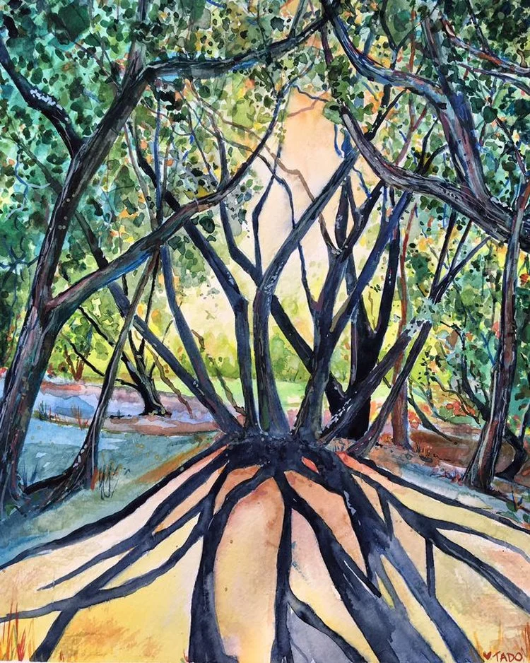 De Laveaga Disc Golf Course- Watercolor Painting by Katie Geis, Print