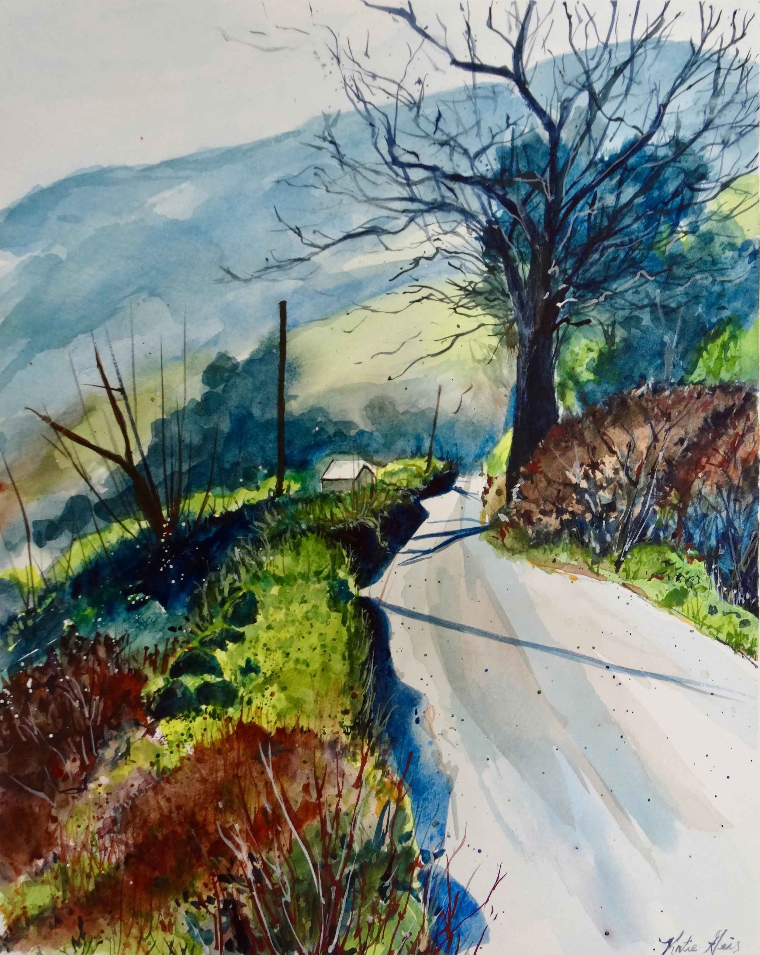 Mission Trail in Spring - Katie Geis Watercolor on 150 lb archival paper