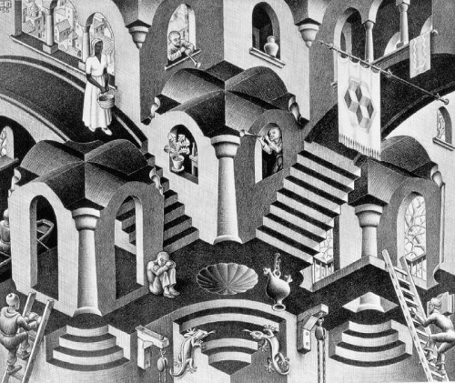 "Convex and Concave" by Official M. C. Escher website. Licensed under Fair use via Wikipedia.