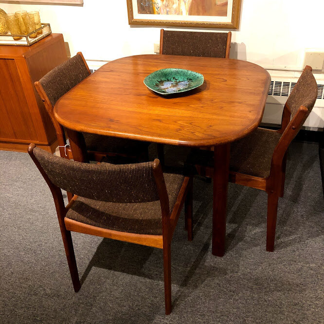 Square teak dining table with 4 chairs 