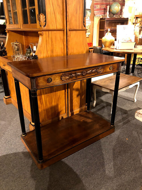 Antique two tiered console table