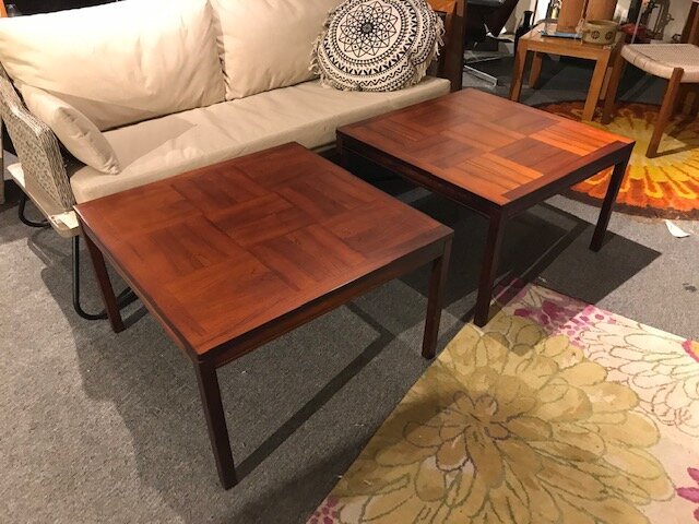 Pair of mid century square rosewood side/coffee tables
