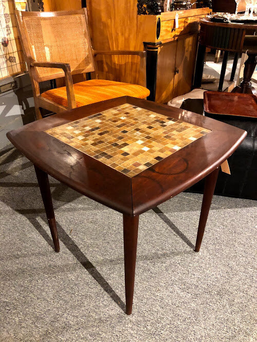 Mid century side table with mosaic insert