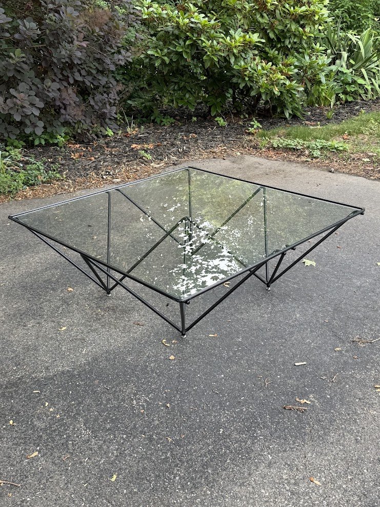 95 Vintage Paolo Piva Glass/Metal Coffee Table