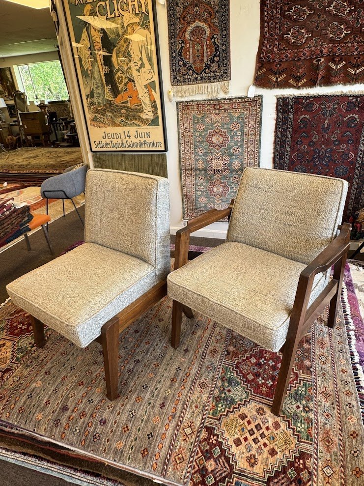 545 Mid Century Walnut Upholstered Chairs
