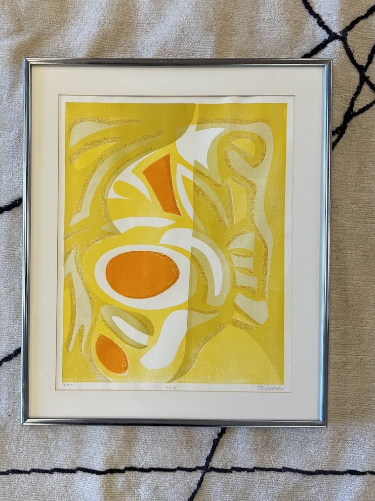 706 Erwin Schachner Abstract Woodblock Print