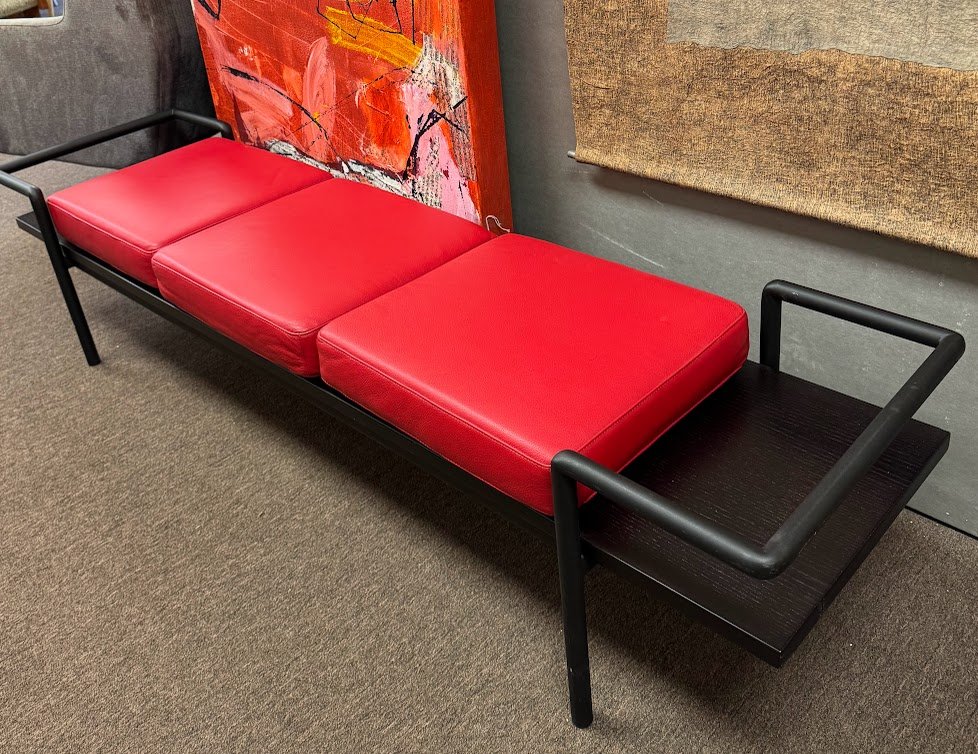 409 Poltrona Frau Italy Bench w Leather Cushions