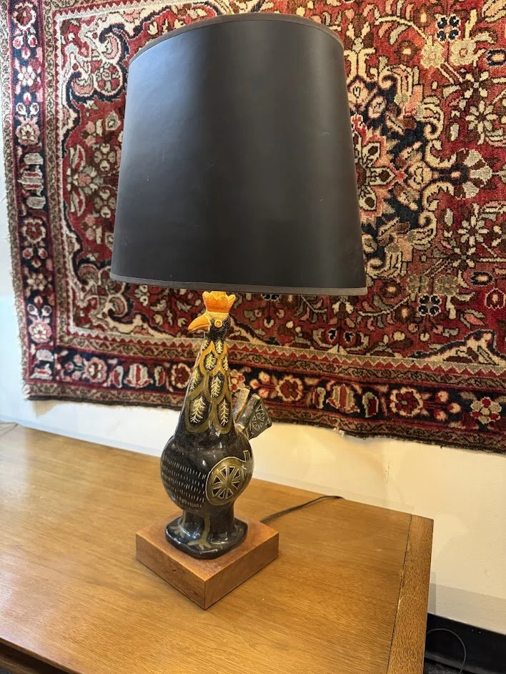 3 Vintage Spanish Alfaraz Ceramic Chicken Lamp