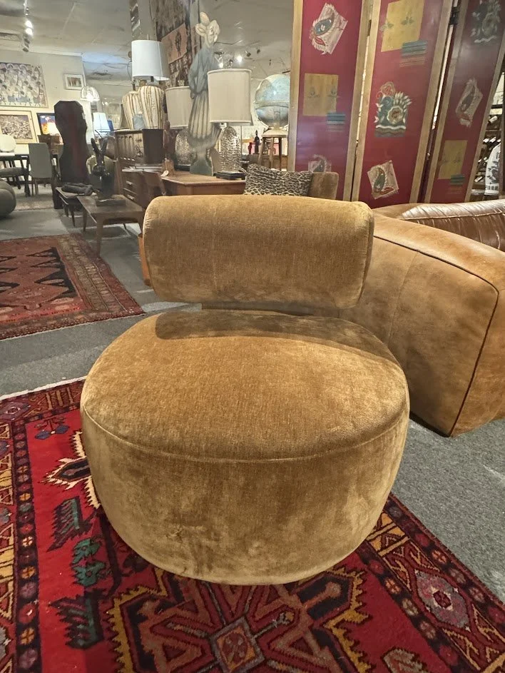 908 Contemporary Velvet Chair w Bolster Back