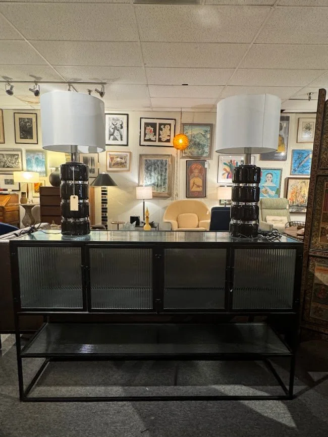 26 Contemporary Metal & Glass Console Cabinet