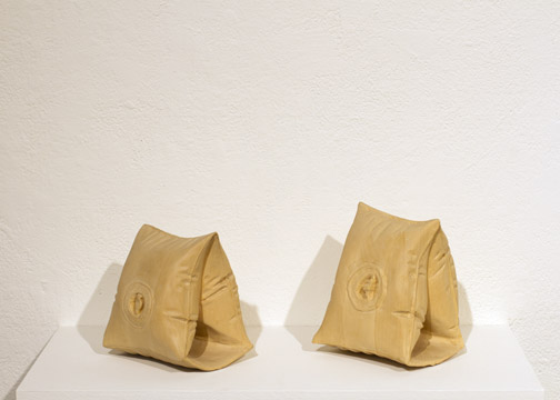 Floatie Sighted 19 hrs, Floatie Blinded 30 hrs Jelutong wood, each approx. 8" x 4" x 10", 2014