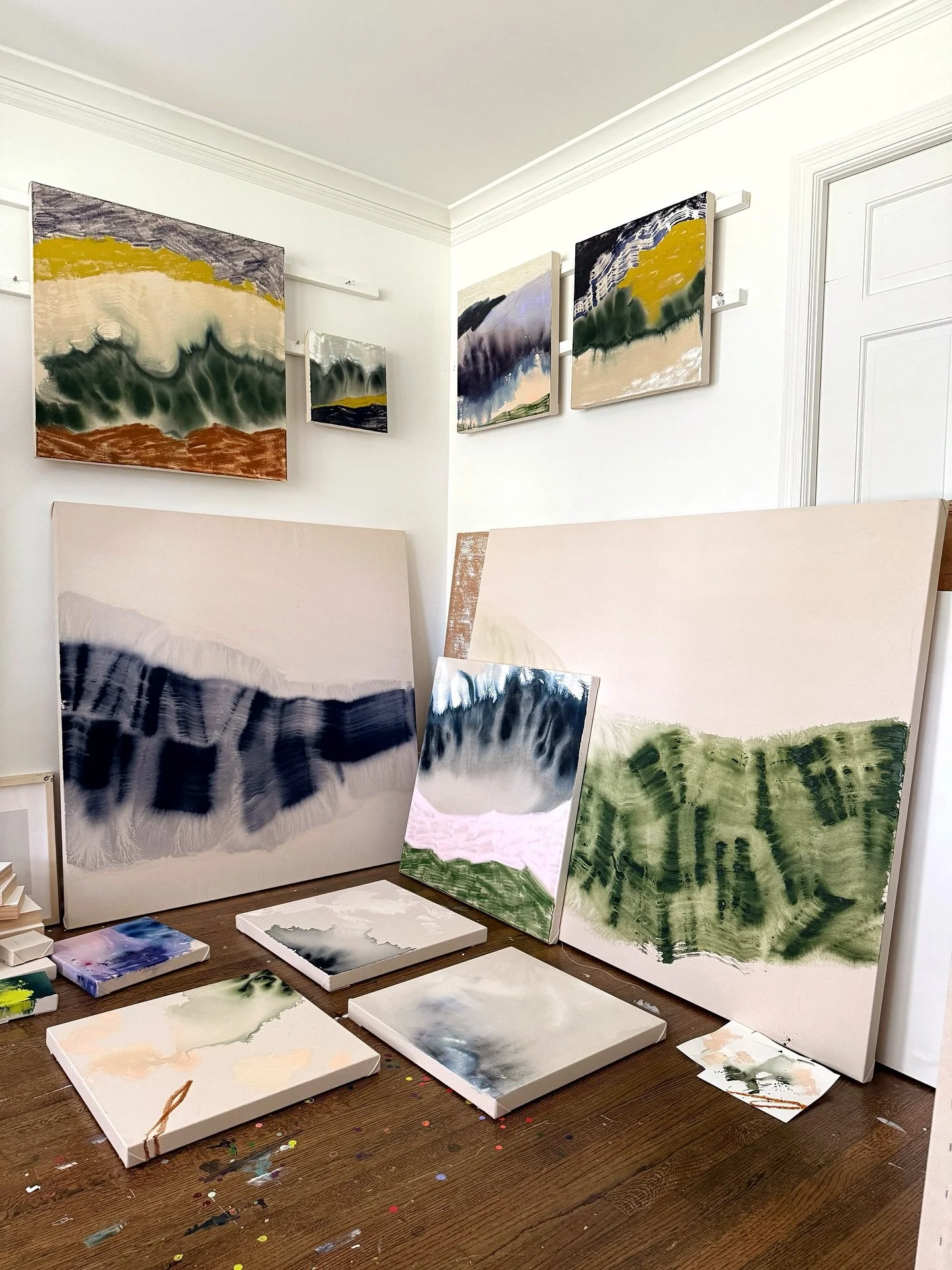 The &ldquo;fun&rdquo; corner &mdash; where all the pieces come to play with and against one another to see how they all shake out as a group and to inform how the collection continues to unfold. I&rsquo;ve got ideas a-brewin&rsquo;. ☕️