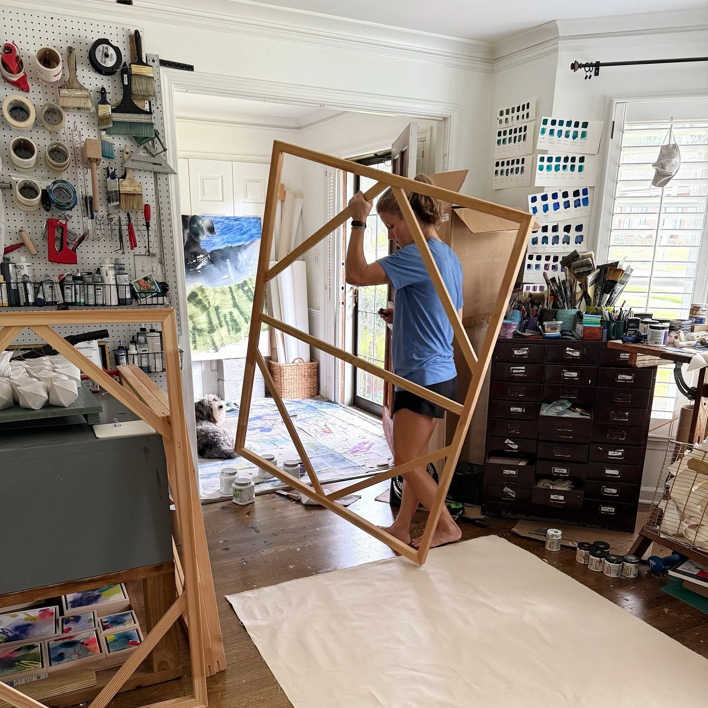 Didn&rsquo;t get the results I wanted, so starting again. 🍃 Also, peep the studio pup. So supportive. 🐾🥰