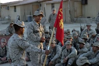 Ray addressing his Marines.