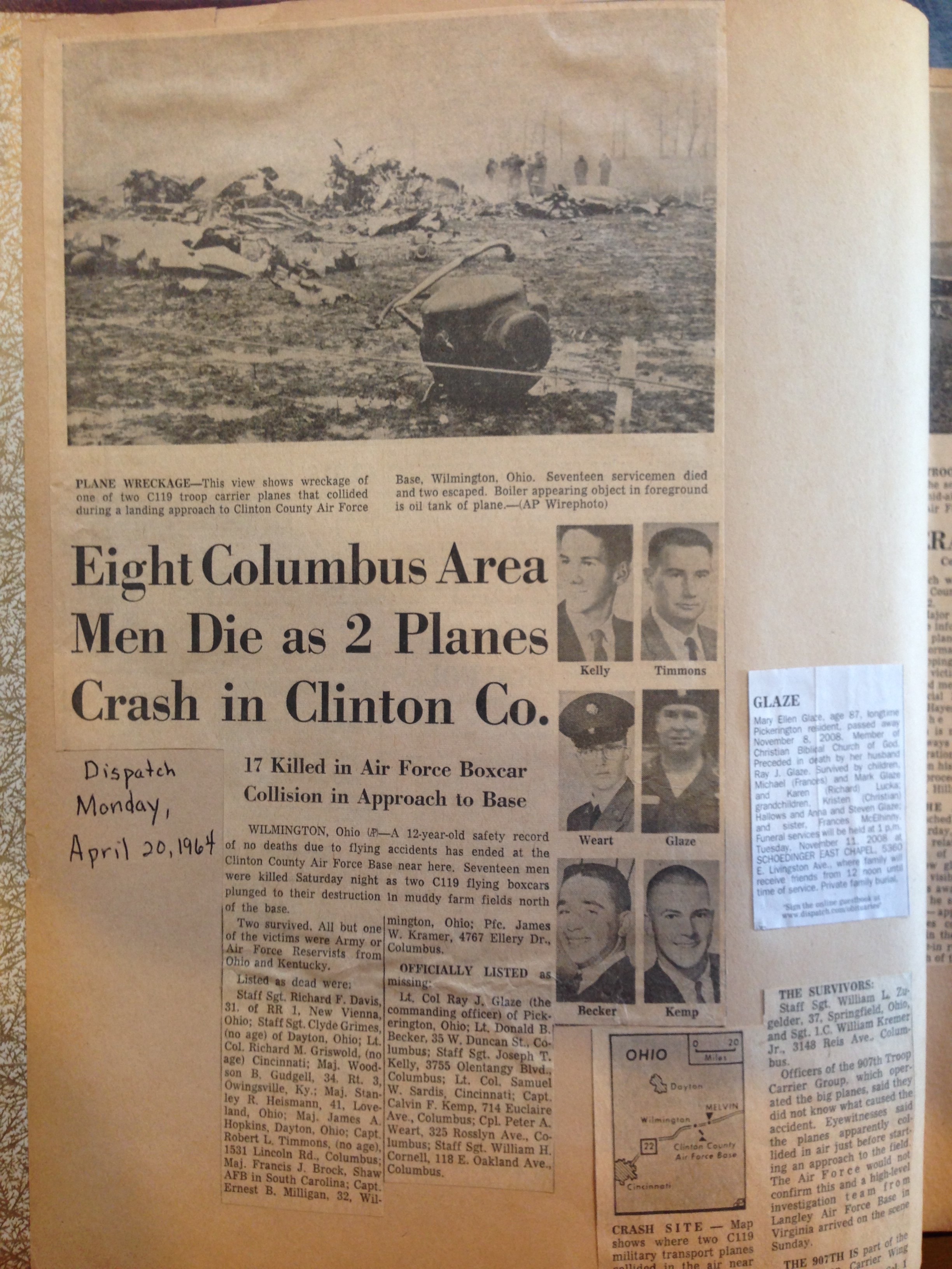  Newspaper clipping of Tim's accident. 