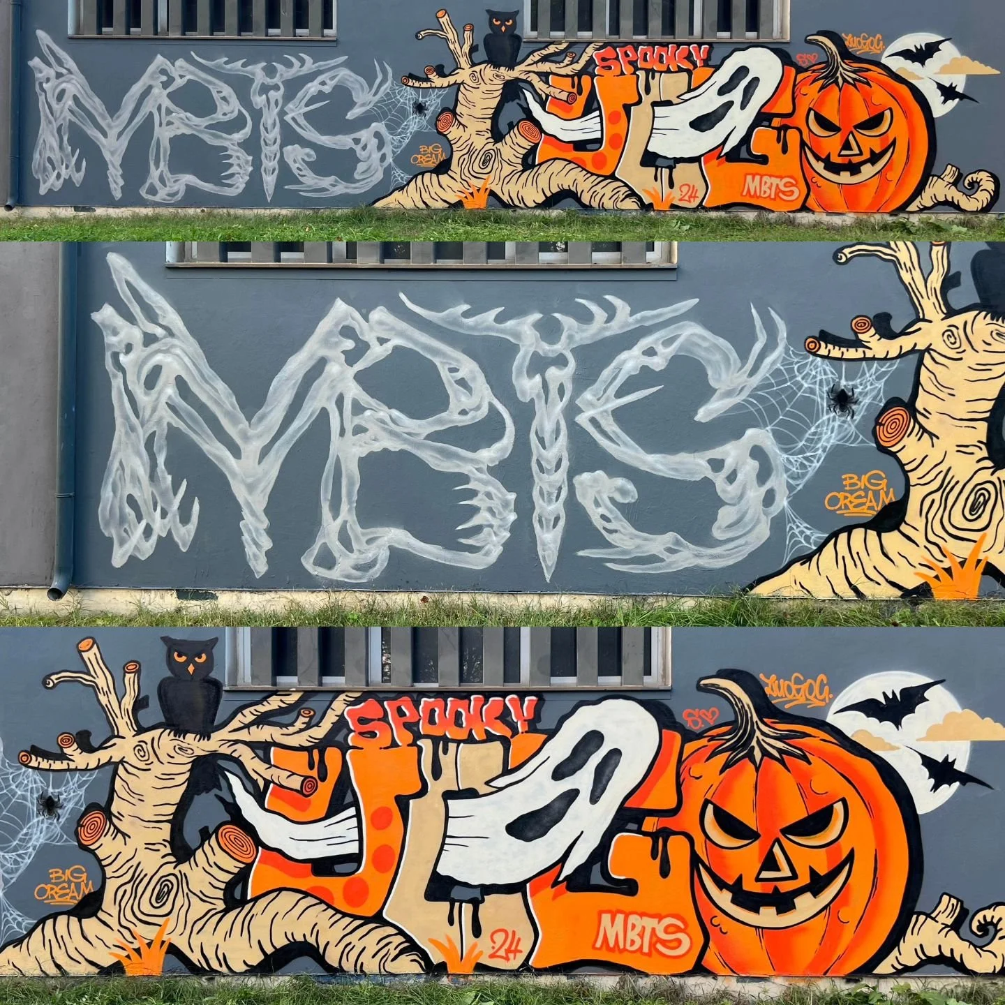 Spooky wall by @dissenso.cognitivo and @luogo_comune_ 
.
.
.
.
.
.
#graffiti #graffs #spraycans #writing #sprayart #colors #romagnagraffiti #graffphotography #graffitiart #graffitiwall&nbsp; #graffitiporn #spooky #halloween #mbts #modernbrutality #st