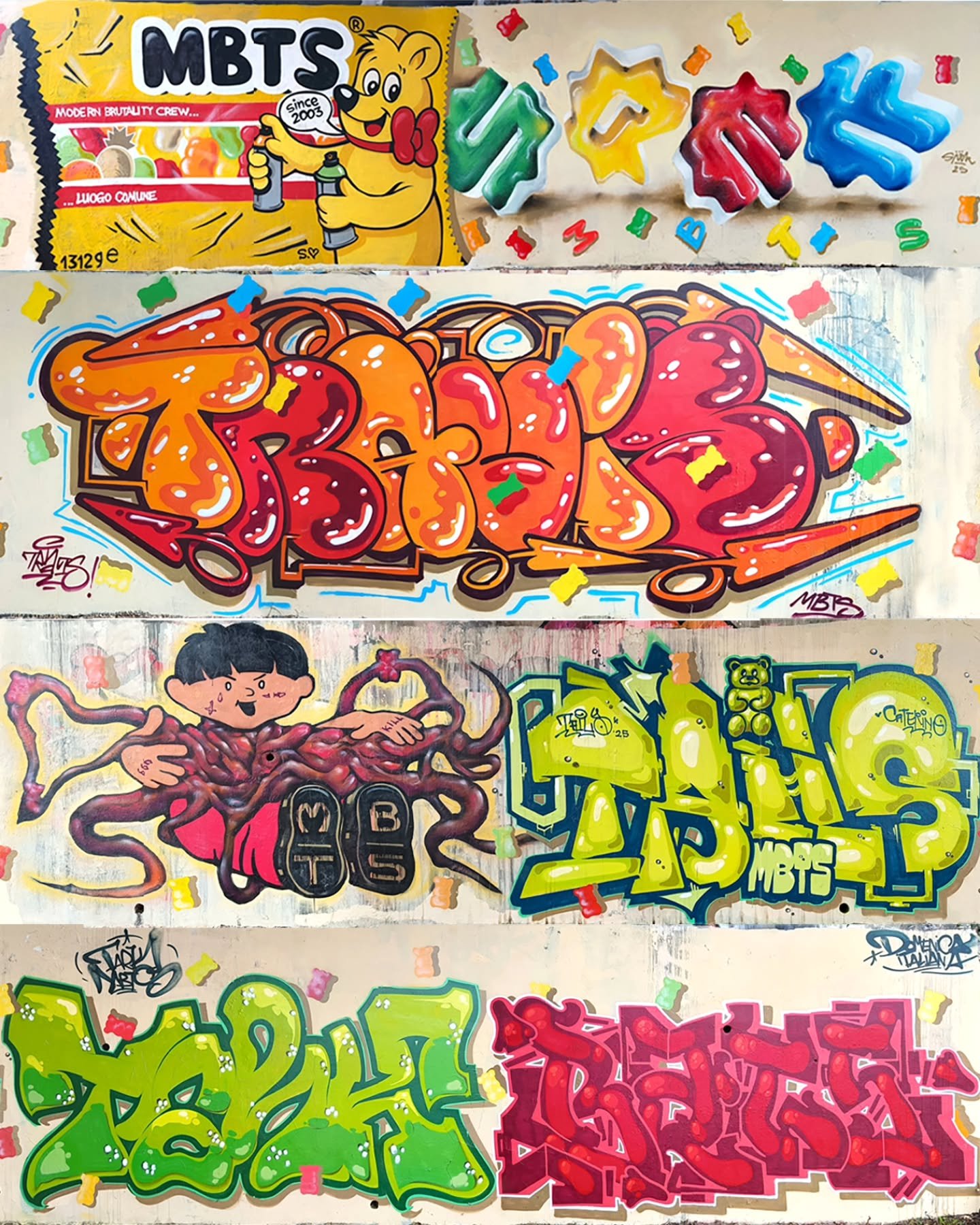 MBTS Crew!
SWIPE << for details feat. @dissenso.cognitivo @jurassic_tark @esseich.86 @travis_mbts @tails.in.the.details @luogo_comune_ @noostresssss 

.
.
.
.
.
.
.
.
.
#graffiti #graffs #modernbrutality #montanacans #bombingscience