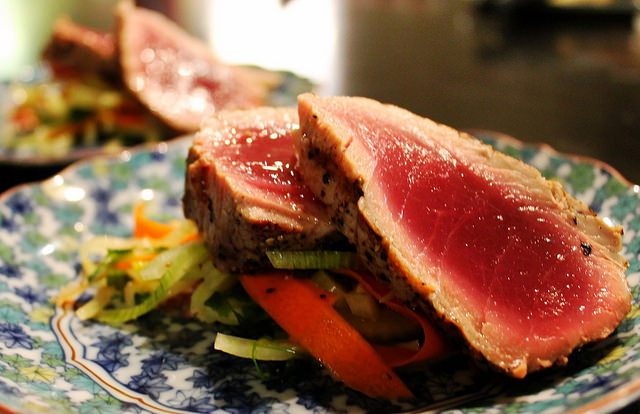 Seared Ahi over salad of fennel and carrots