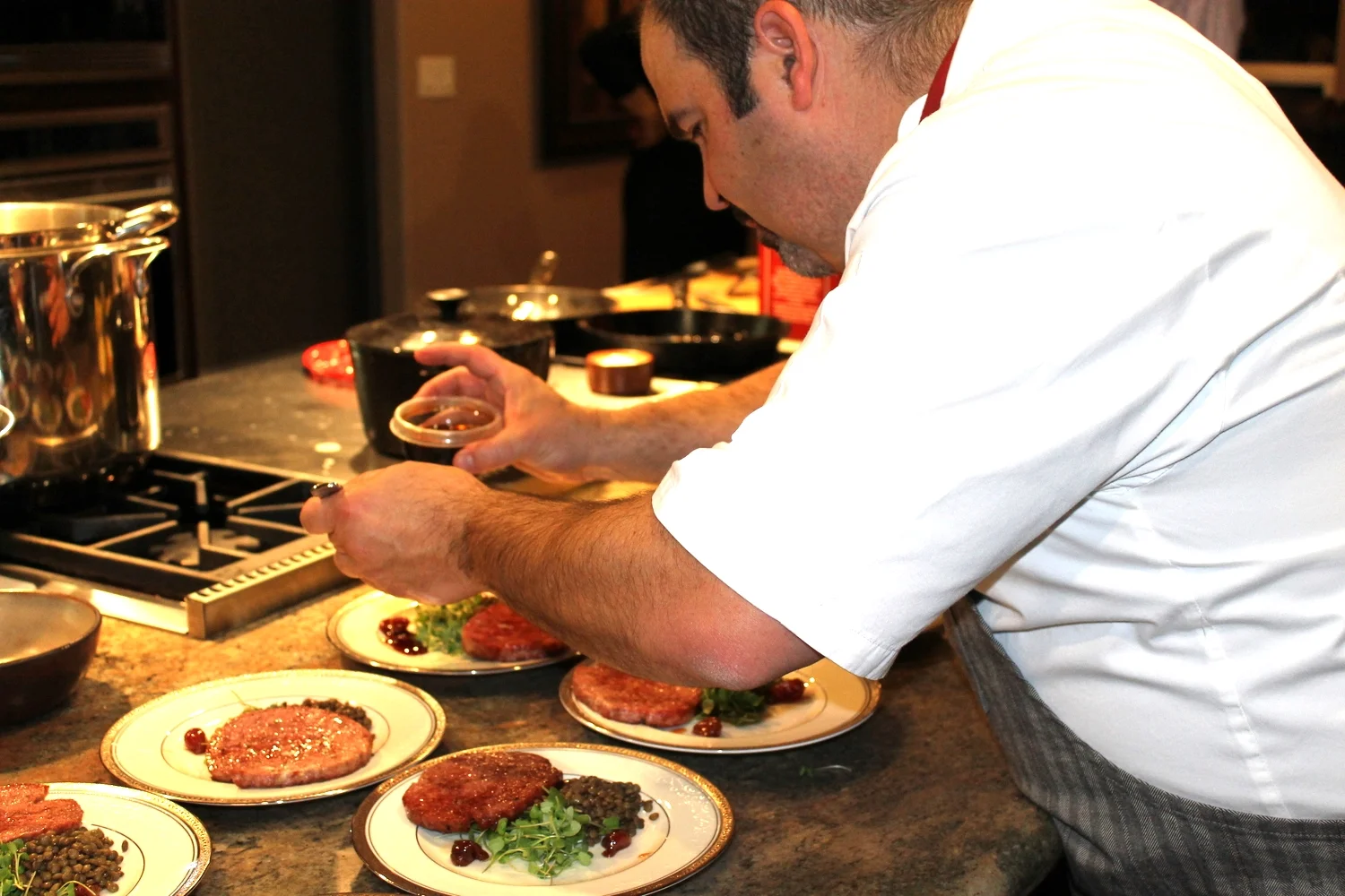 David plates and finishes the dish