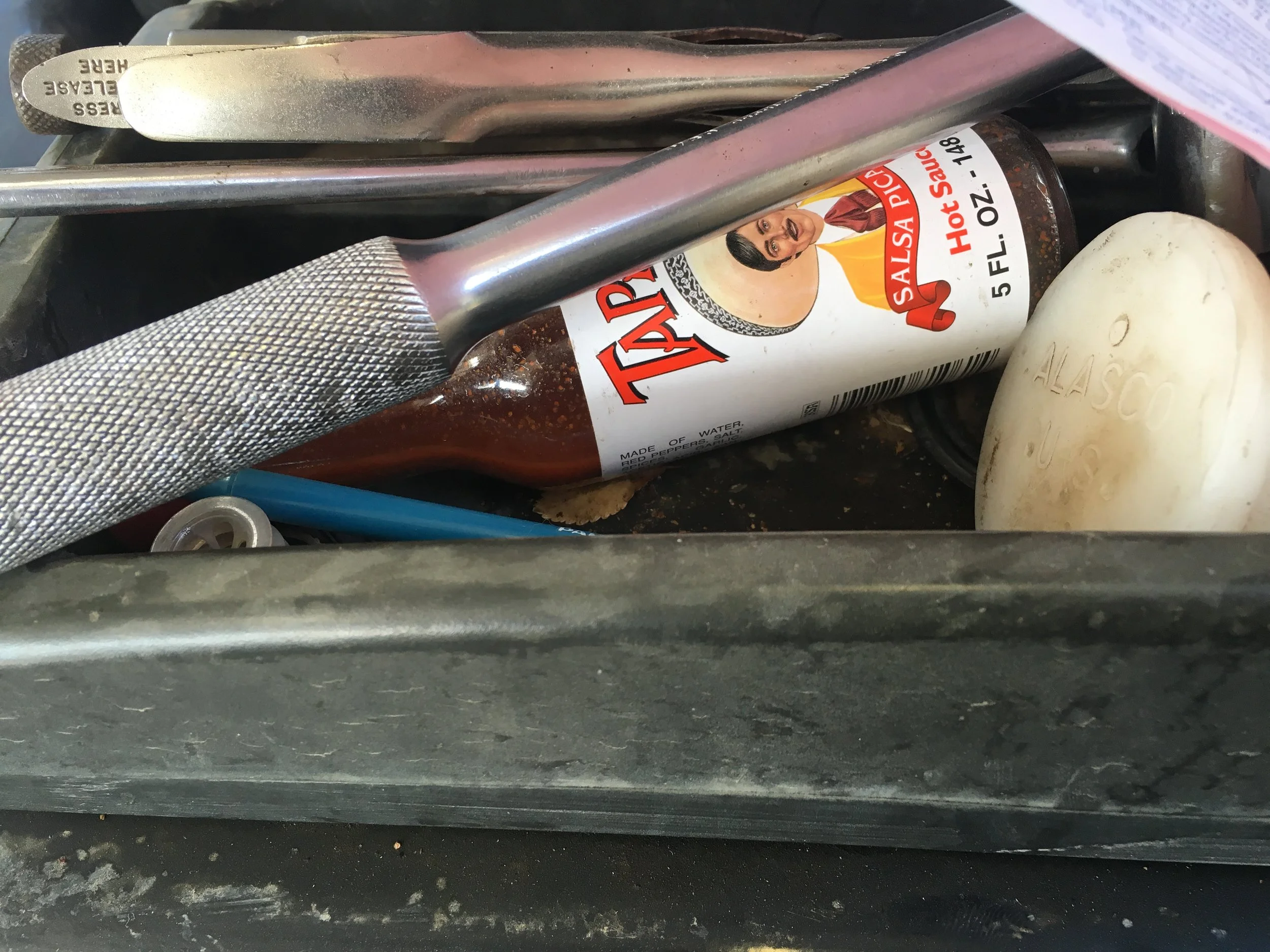 Some hot sauce on the forklift
