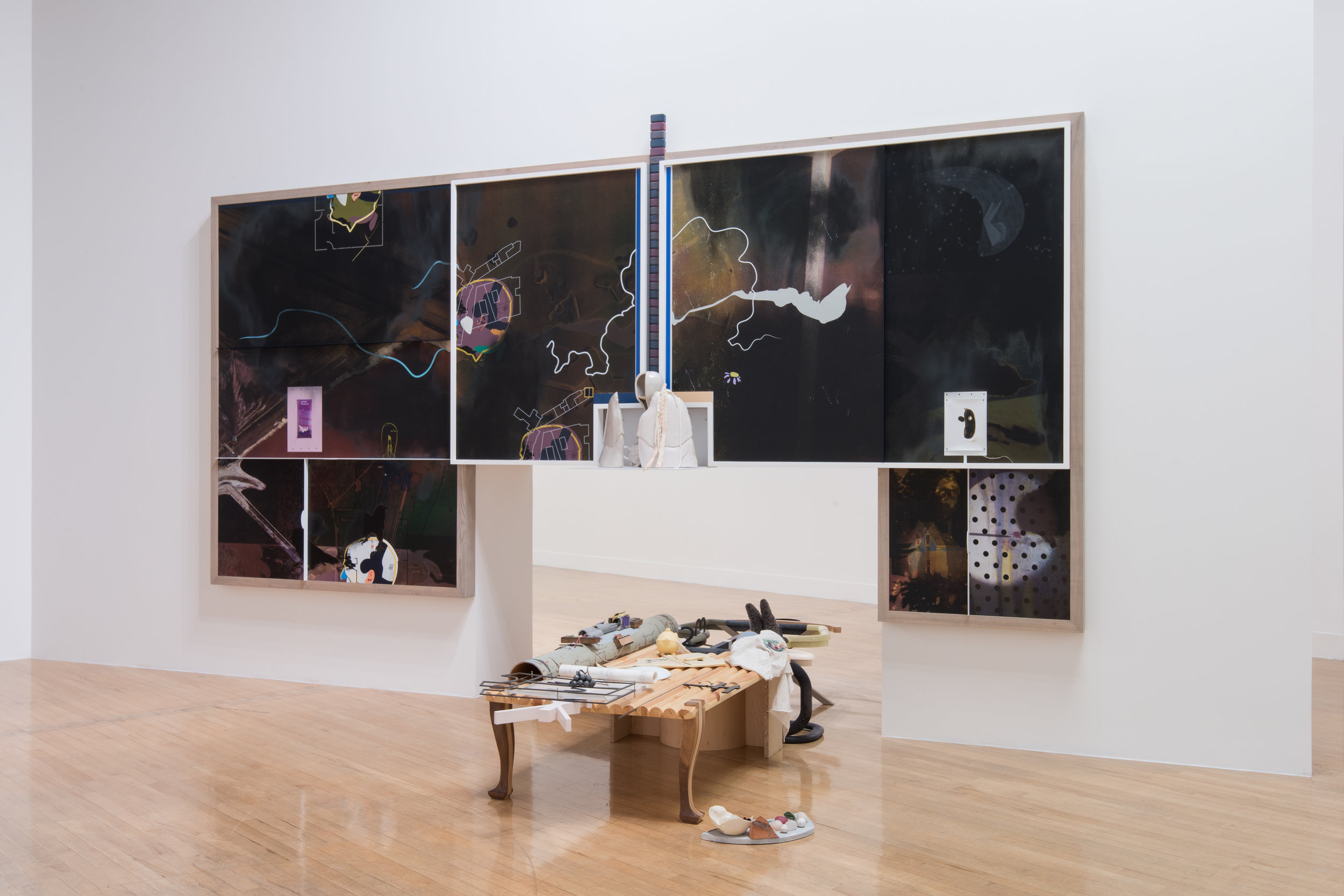 Installation view of Helen Marten’s exhibition at the Turner Prize 2016. Courtesy Joe Humphrys ©Tate Photography.