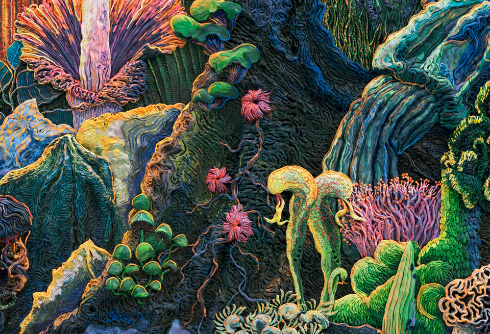 Detail from Henry Hudson, 06:00 - 08:00, Plasticine on aluminium board, 210 x 150 cm, Executed in 2016