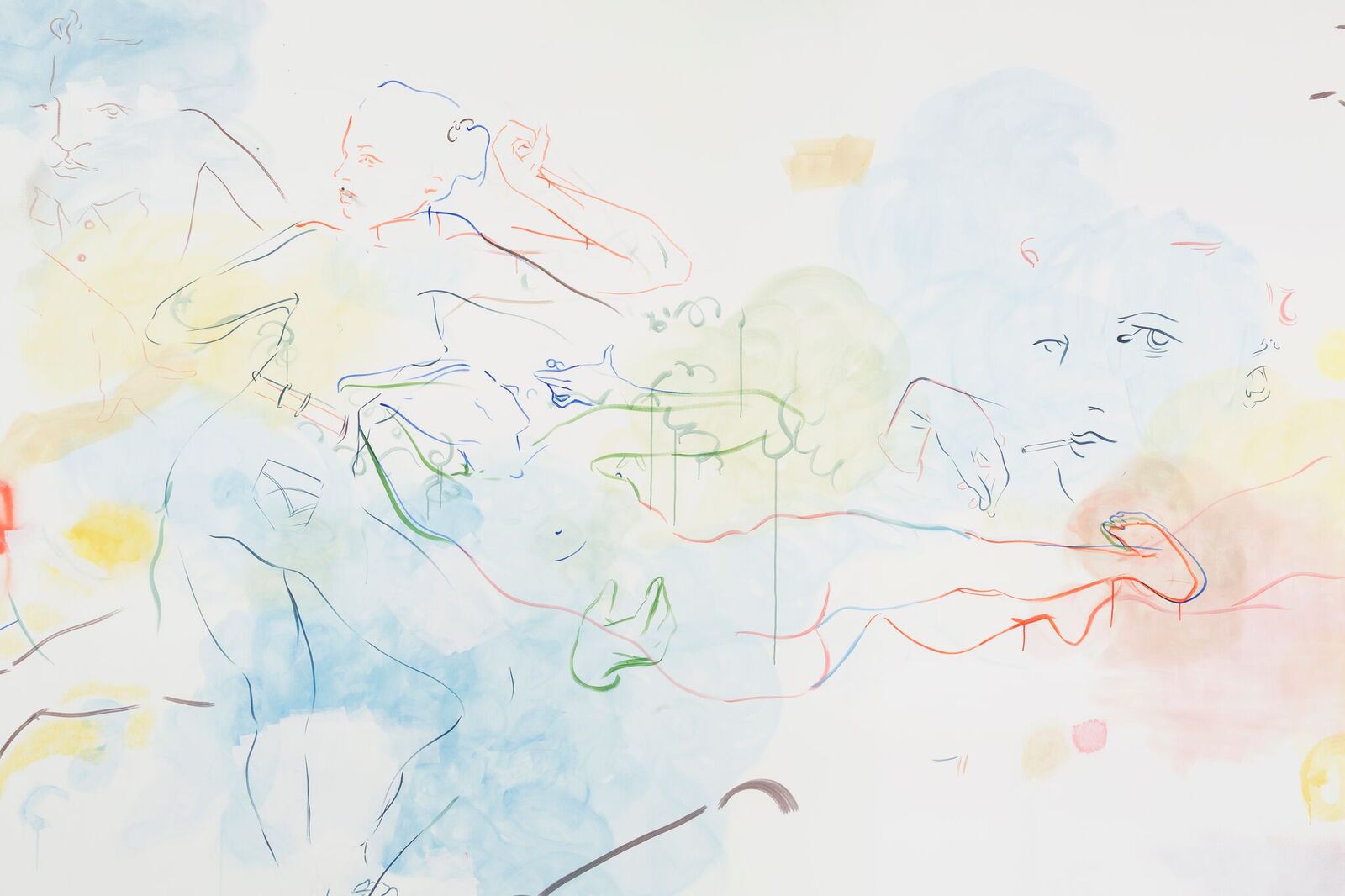 Large detail view of site-specific wall mural by France-Lise McGurn 