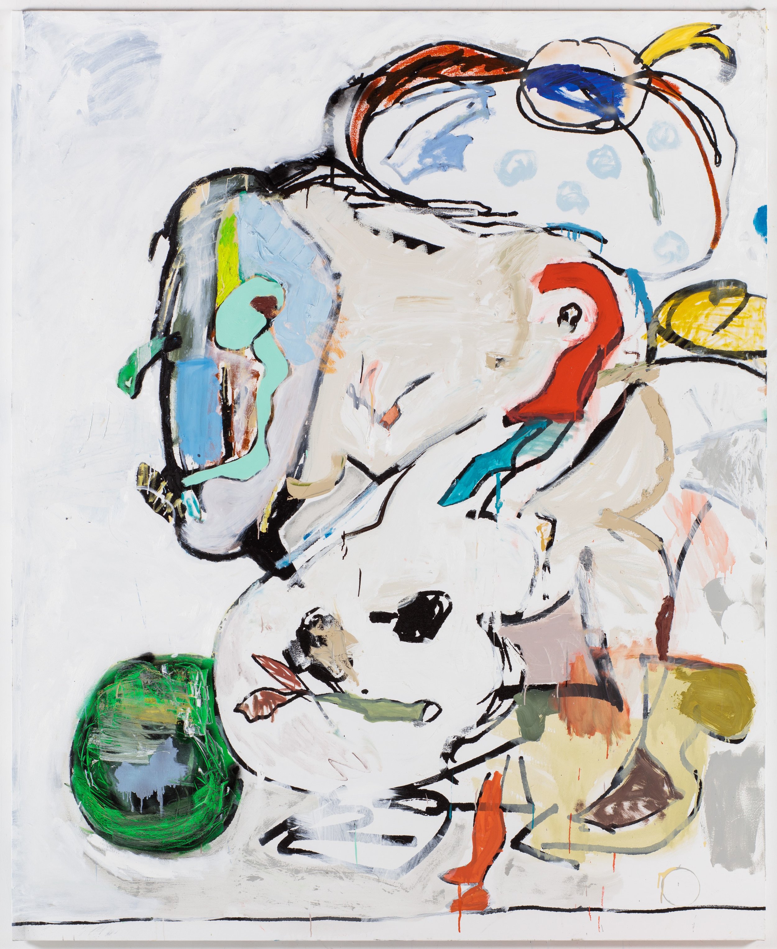 Eddie Martinez, Cowboy Town, 2017, Silkscreen ink, oil paint, spray paint and enamel on canvas. 243.8 x 198.1 cm. © Eddie Martinez. Courtesy Timothy Taylor