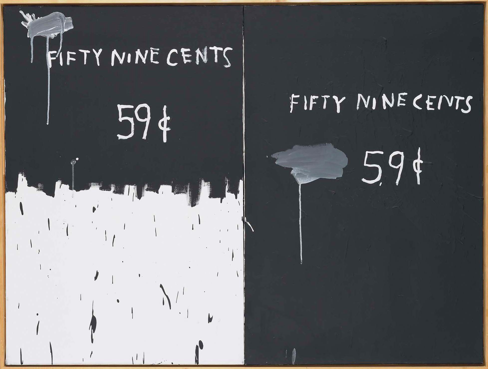 Jean-Michel Basquiat, 2 for a dollar (1983), oil on two attached canvases, 91.4 x 121.9 cm (35.98 x 48 in.) © The Estate of Jean- Michel Basquiat