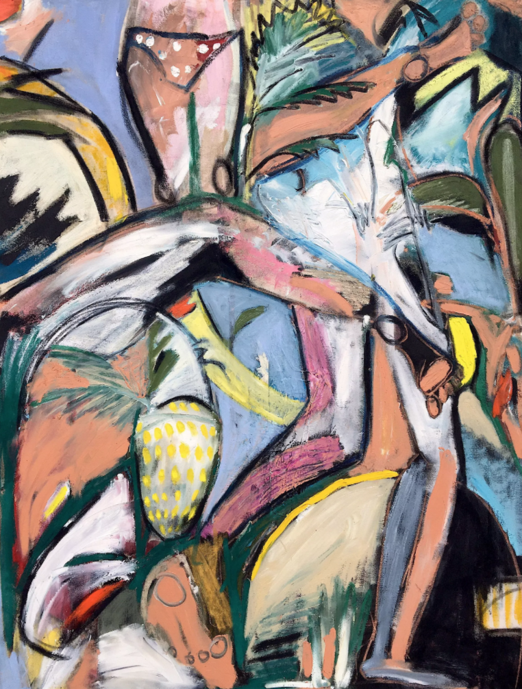 Jack Penny, Tropical Dancing , 2017, oil on canvas, 86.4 x 91.4 cm. Image courtesy of the artist and The Dot Project.