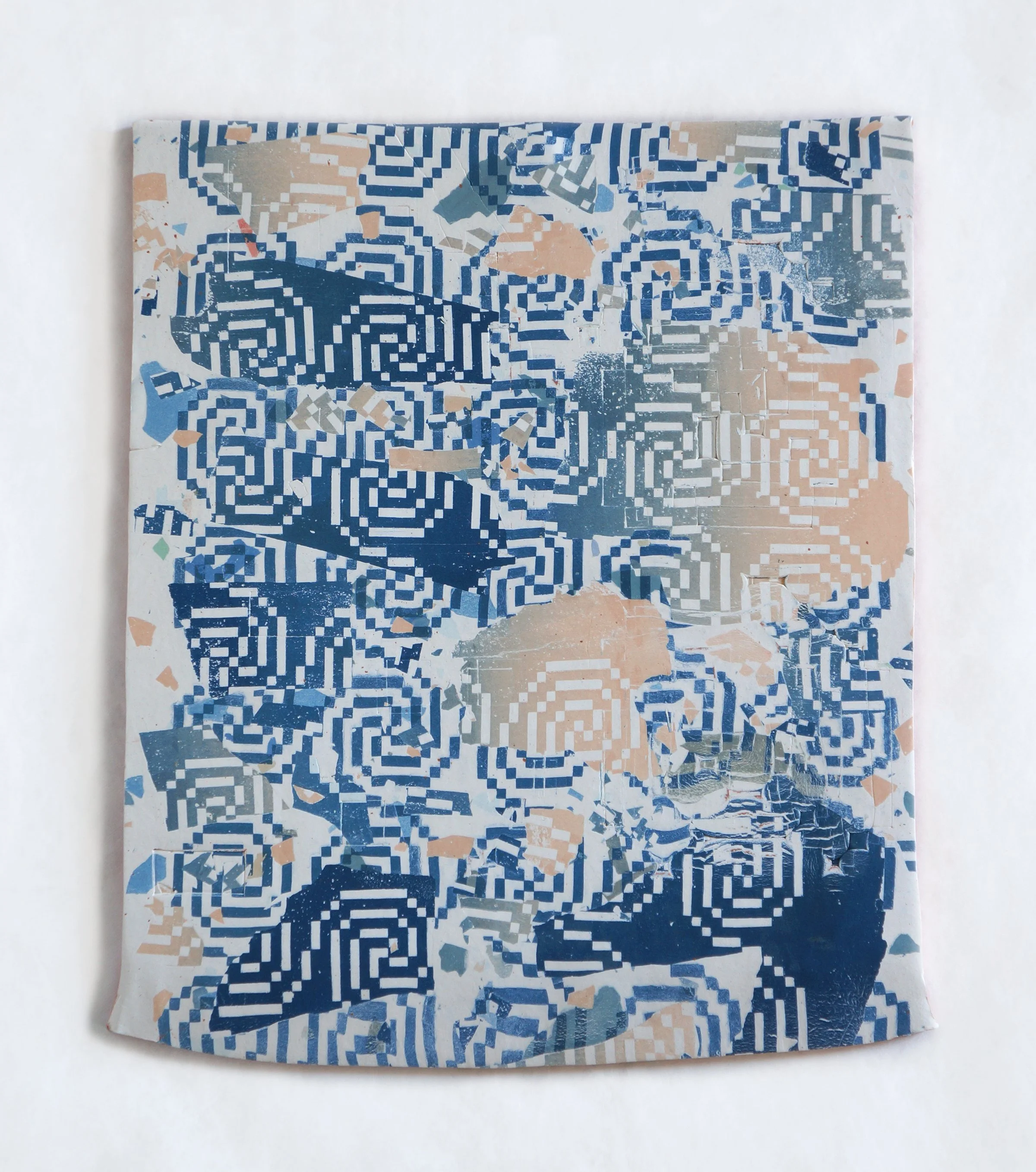 Sea Axe (Running Spiral), 2025, ceramic screenprint on tile, 10 x 12 in