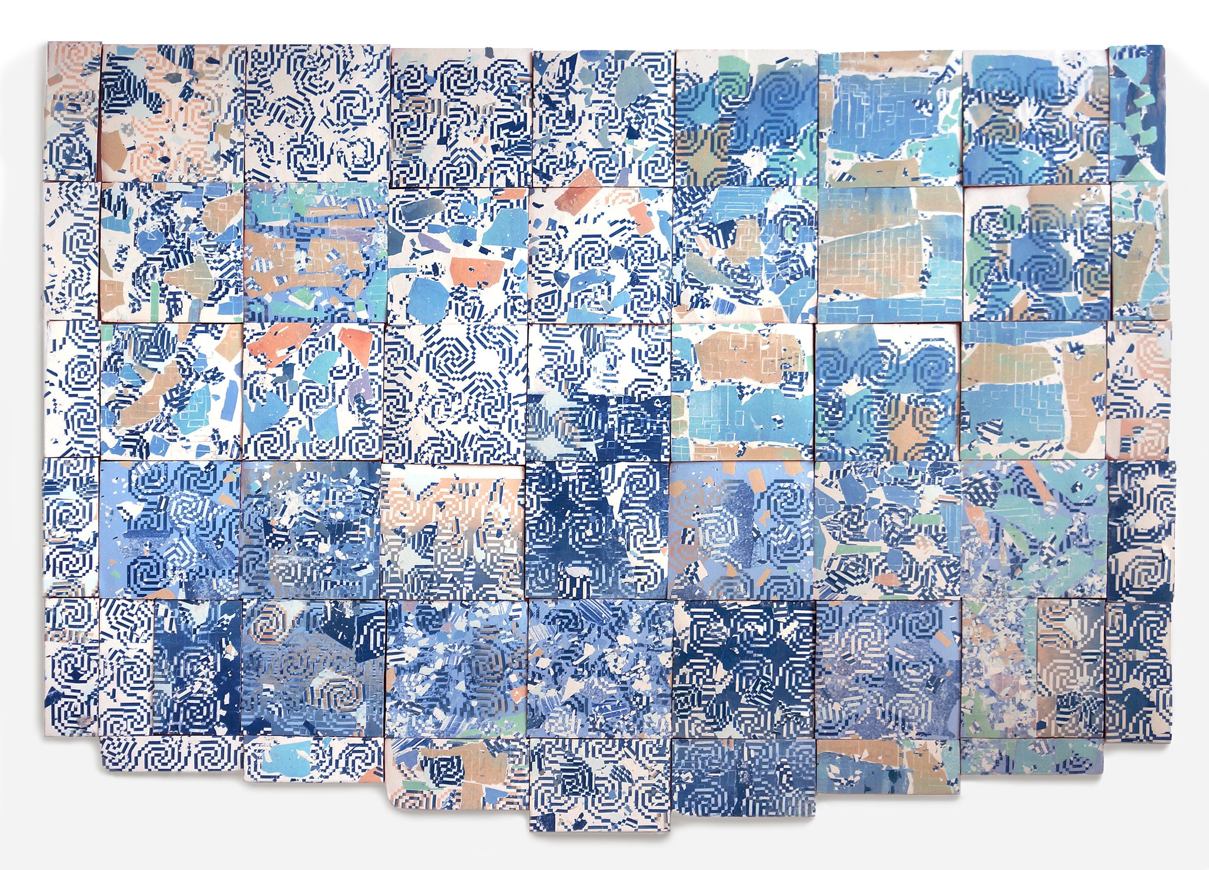 Sea Wall (Running Spiral), 2025, ceramic silkscreen on tile