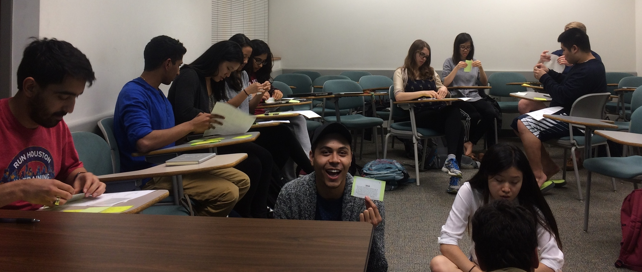 Students working on an activity in COLL 104.