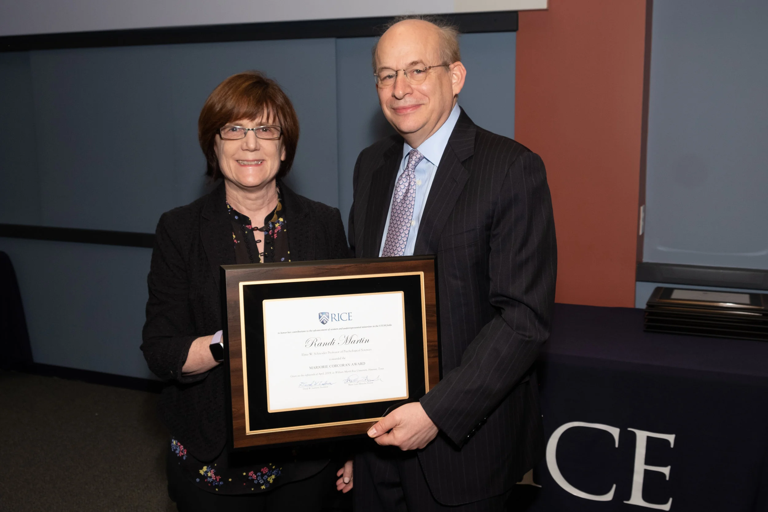 President Leebron & Randi Martin, Marjorie Corcoran Award