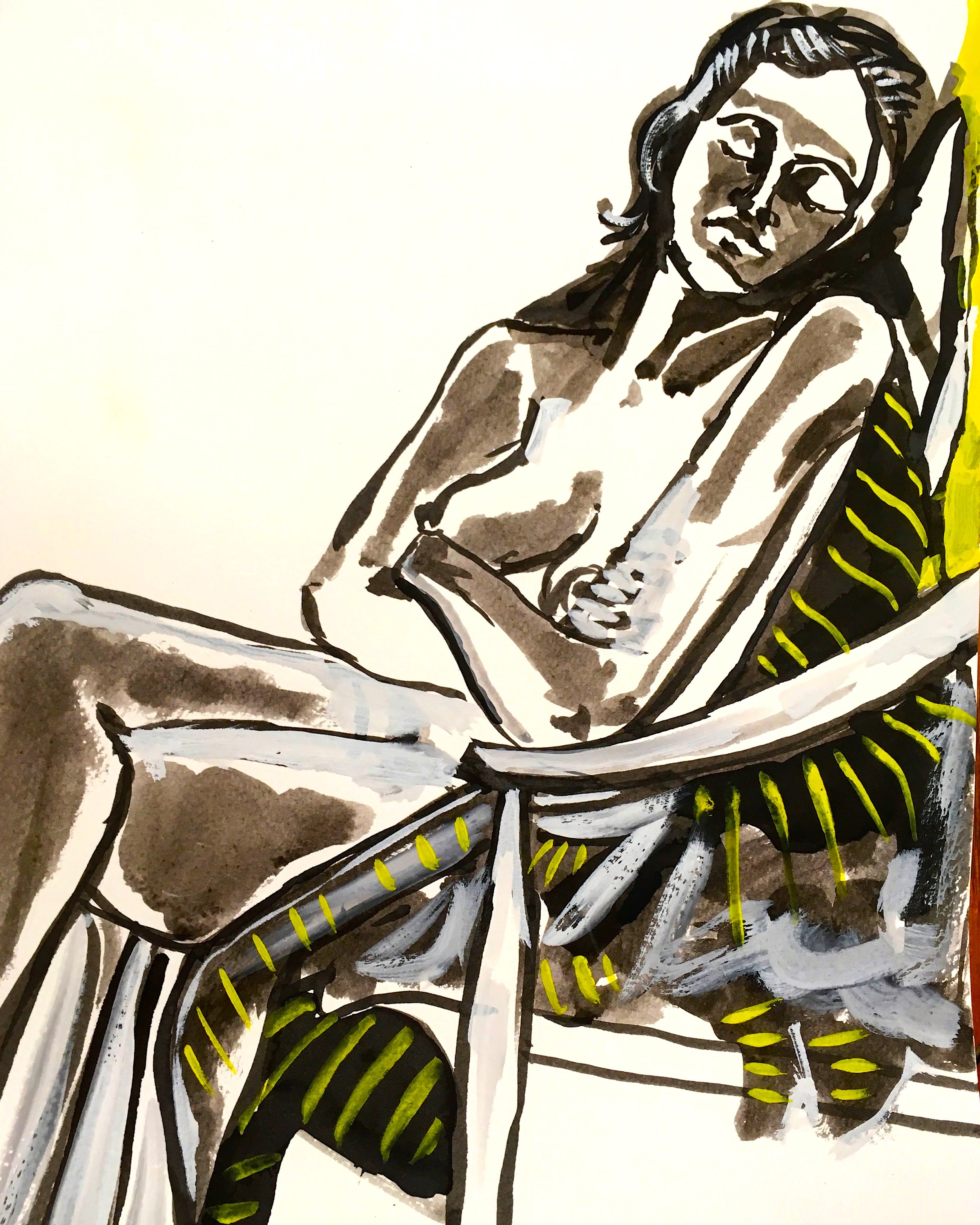 Claire Asleep on Yellow Stripes (2017)