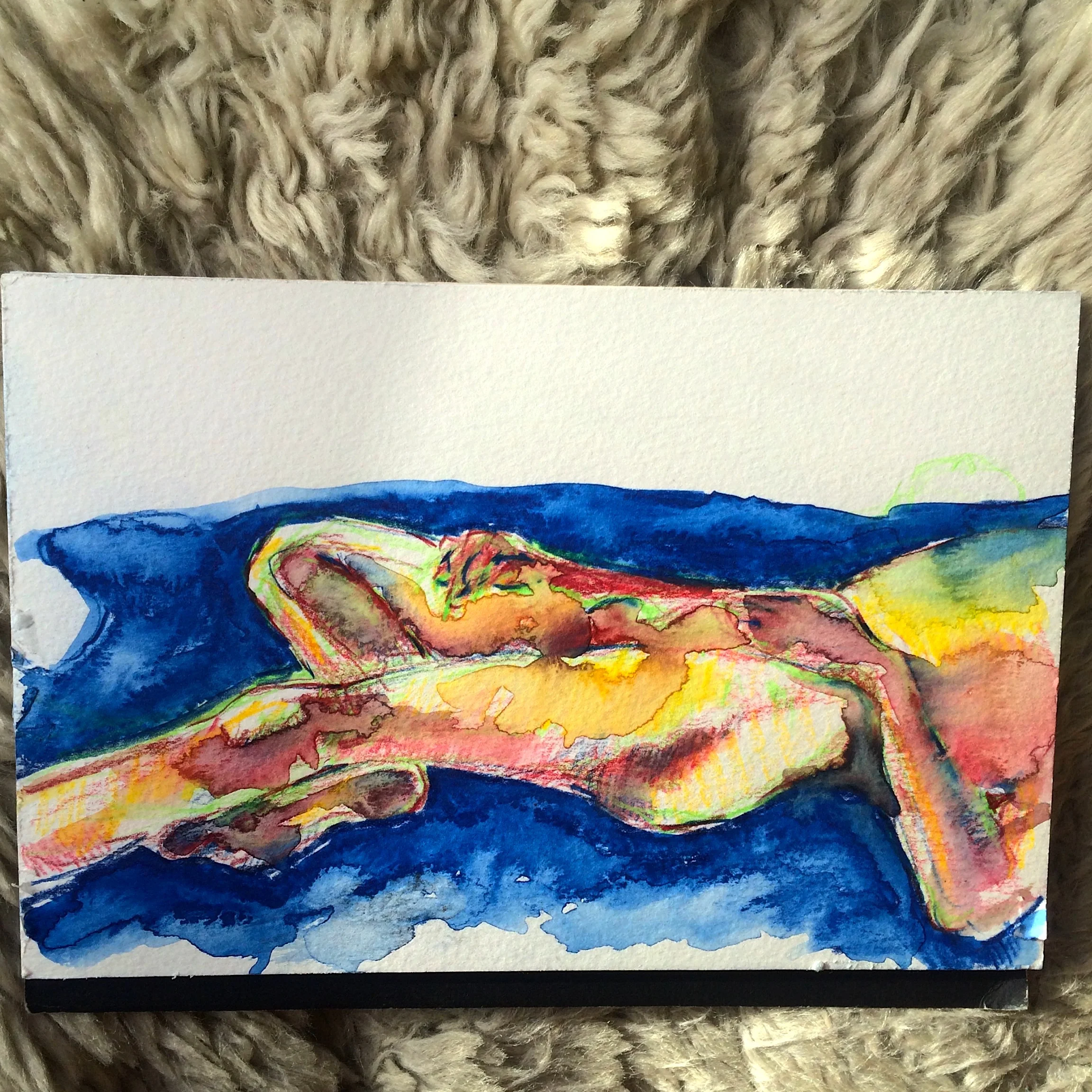 Nude on Blue Skin on Sheepskin (2016)