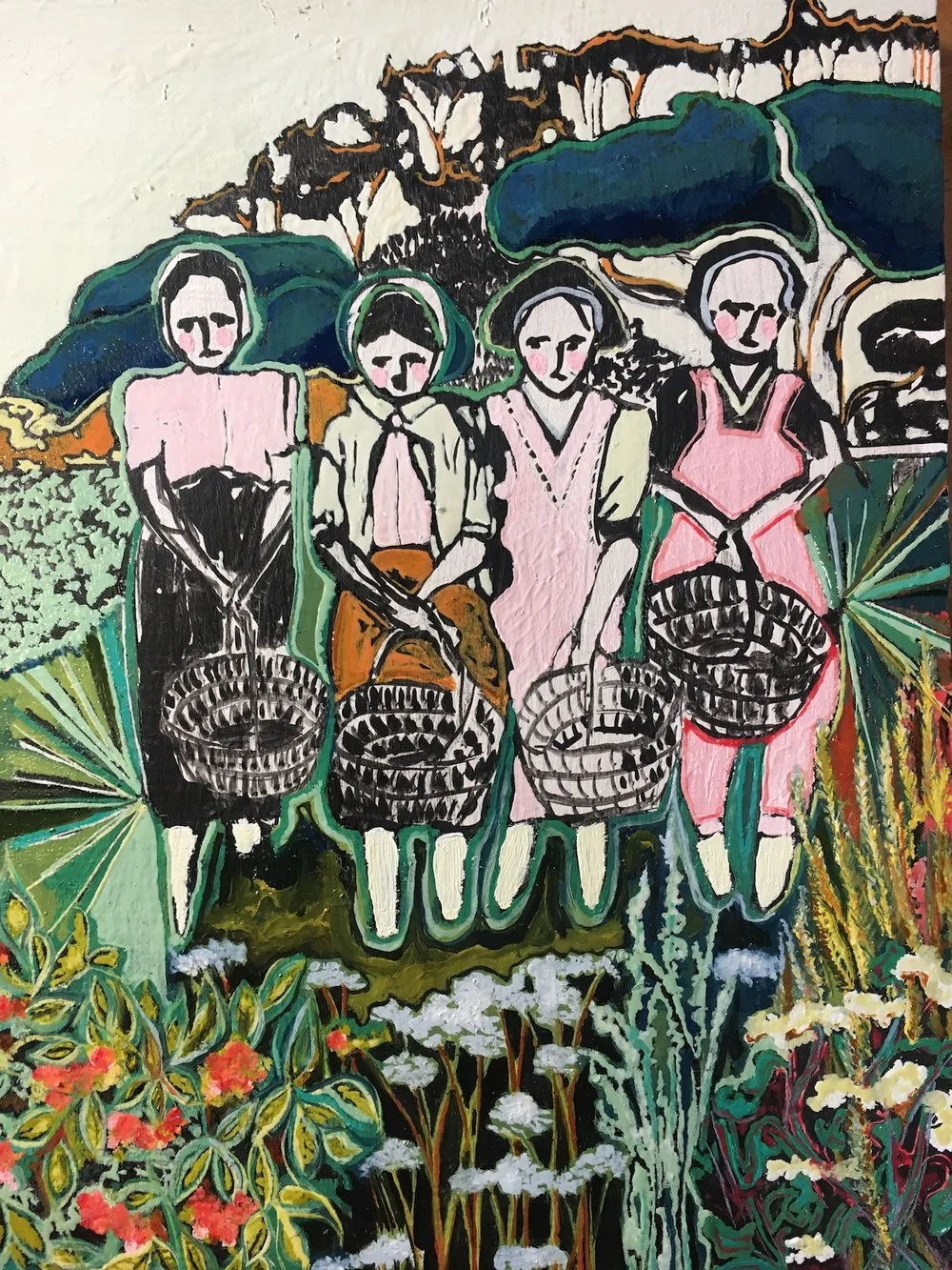 The Queen's Harvest • India ink, oil on wood • 2017 • 9x12in • SOLD
